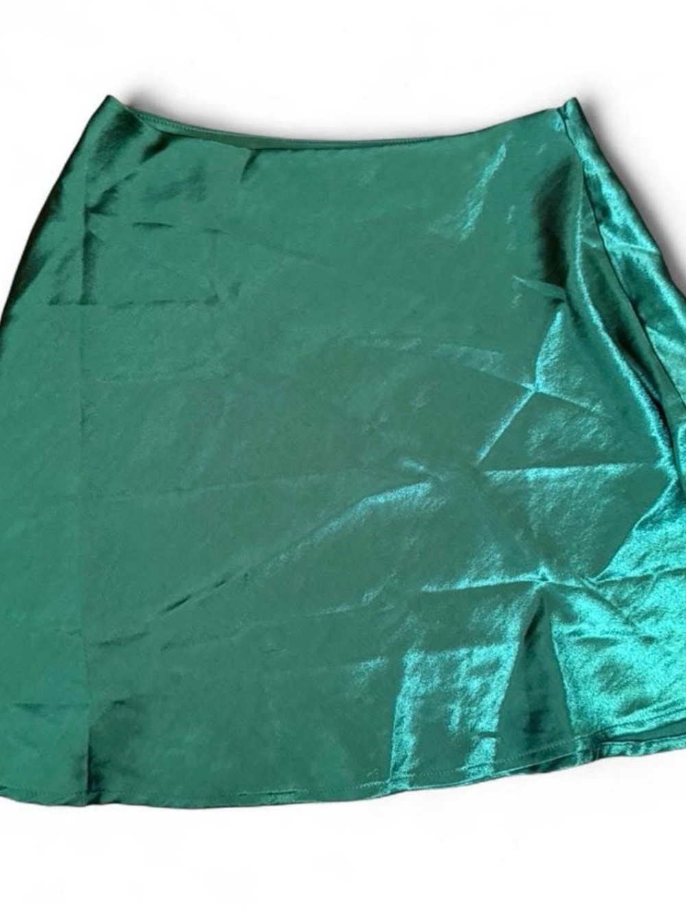 Green Satin A-Line Skirt